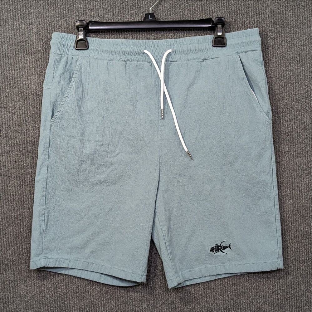 Apparel by Homerun Shorts Mens Large Pull On Drawstring Light Blue Stretch